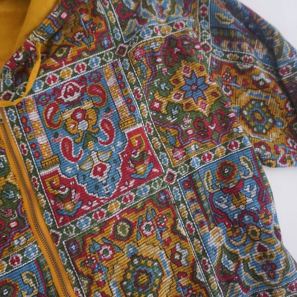 Vintage Fashion Passport Parisian Paisley Print Zip Up Lightweight Jacket Hood S - Picture 9 of 11